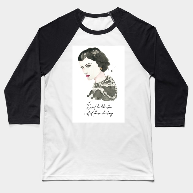 Don't Be Like The Rest of Them Darling, Coco inspired Illustration Baseball T-Shirt by lizzielamb